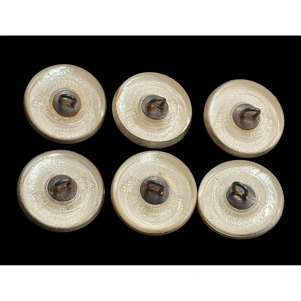 Vintage 1930s Jablonec Glass Buttons Set 6 Aviation Winged Propeller Gold Tone